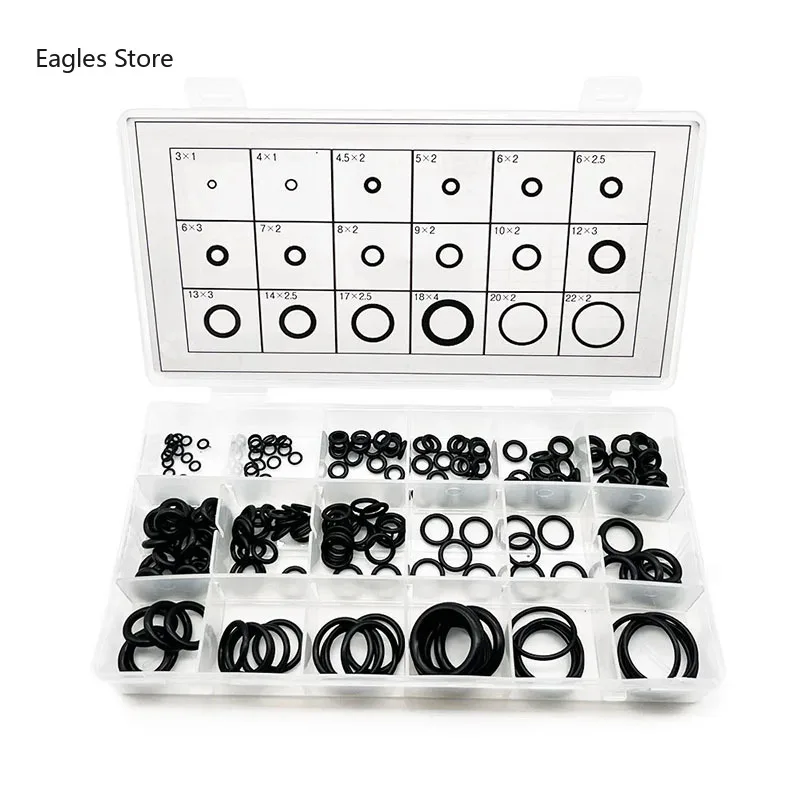 

O-Rings Black Nitrile Rubber Assortment Kit Set High Pressure NBR Sealing Gaskets Box for Plumbing Automotive and Faucet Repair