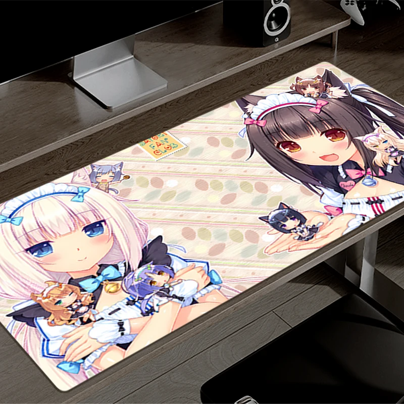 Mouse Pad Nekopara Non-Slip Rubber Edge locking mousepads Game play mats notebook computer Pad table mat PC carpet Kawaii Girl