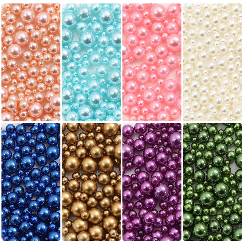 10g Random Mix 3-10mm No Hole ABS Pearl Bead For Vase Filler Makeup Brush For DIY Jewelry Making Decor