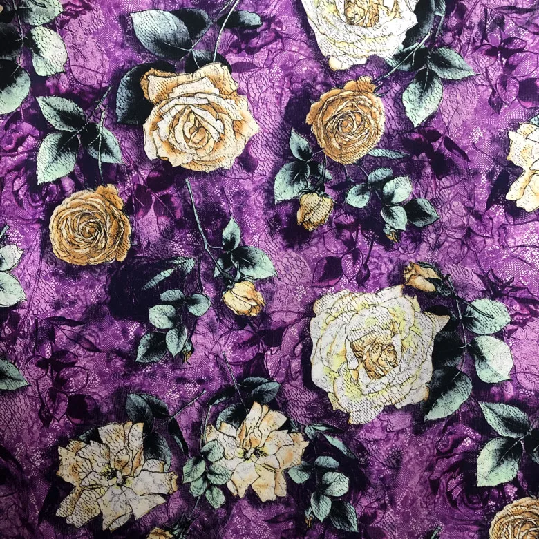 High Quality Silk Fabric 40momme Thickened Purple Bottom Rose Satin Cheongsam