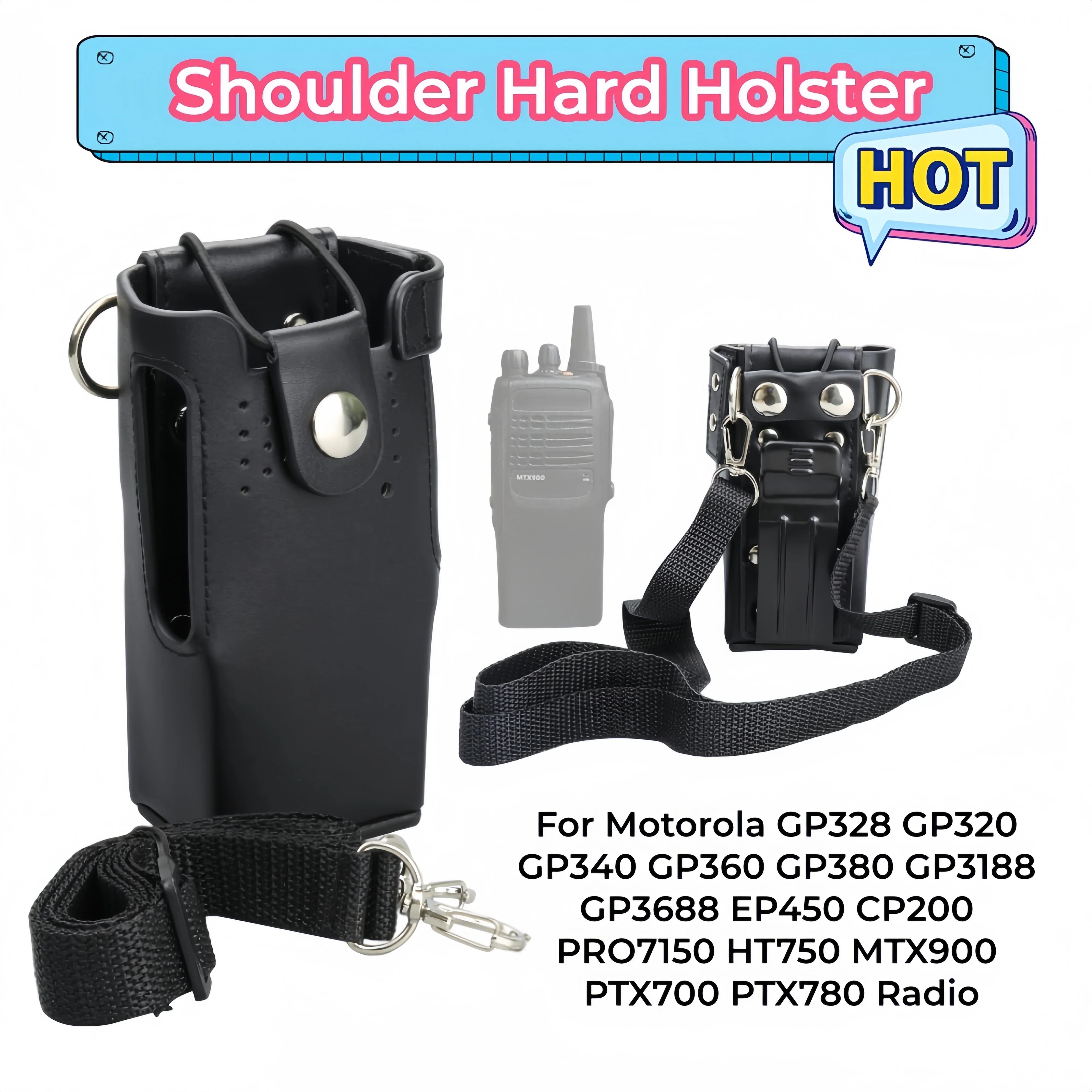 Walkie Talkie Leather Case for Motorola GP328 GP340 GP360 GP380 GP3188 GP3688 EP450 CP200 MTX900 PTX700 PTX780 PRO7150 Radios