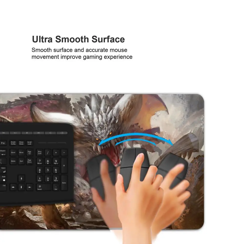 Podkładka pod mysz do gry Monster Hunter World Tapetes de Mesa Teclado Borracha Kawaii XXL 90x40cm Tapete de Mesa Antiderrapante — zdjęcie produktu 4