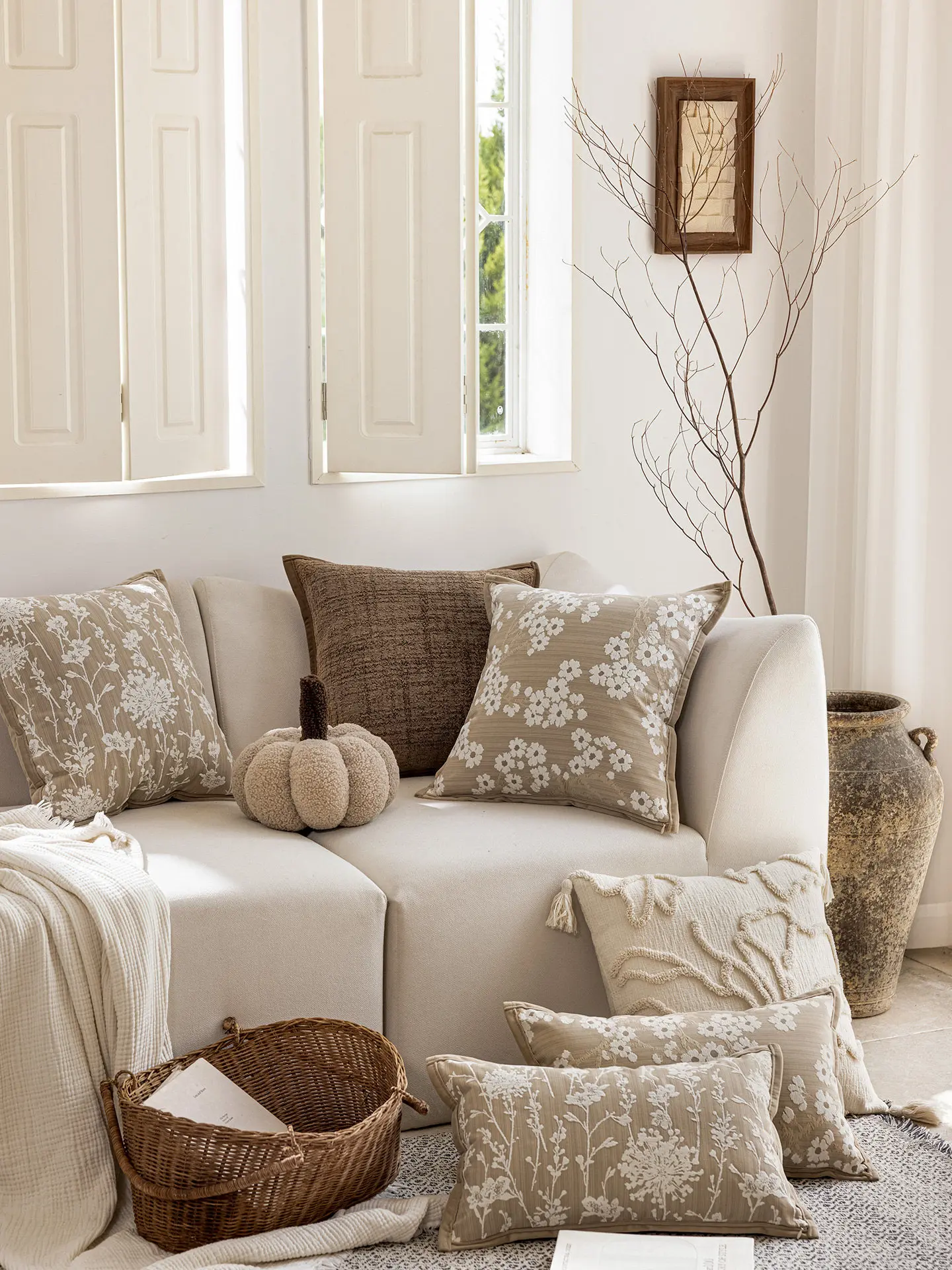 Countryside Floral Pillow Oatmeal American Style Sofa Cushion Bedroom Window  Living Room Couch Backrest Pillow