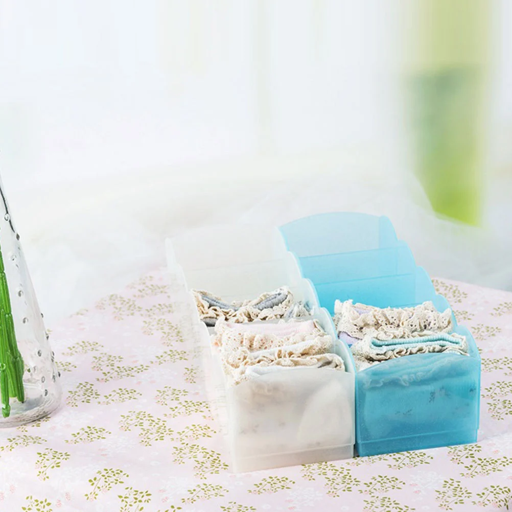 

3Pcs Five Grid Underwear Storage Boxes Stackable Plastic Organizers Socks Underpants Closet Organizer Drawer Sorter