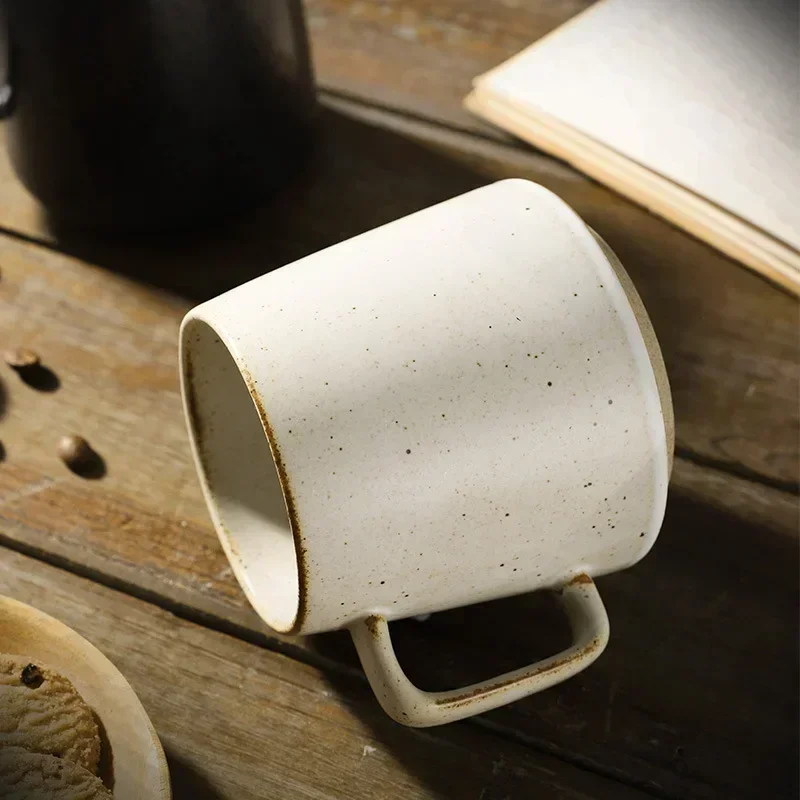 Japanese Retro Ceramic Mug, Household Cup, Creative Water and Oatmeal Cups, Couple's Nordic Style Coffee, Coarse Pottery, 375ml