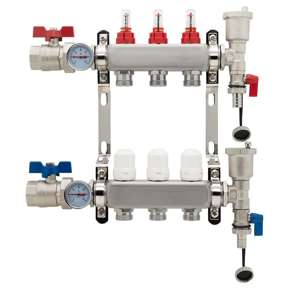 AAAAAAUnderfloorHeatingManifold Visual Floating Value Flowmeter Hand Wheel Spool Base Flow Meter Heat Distribution