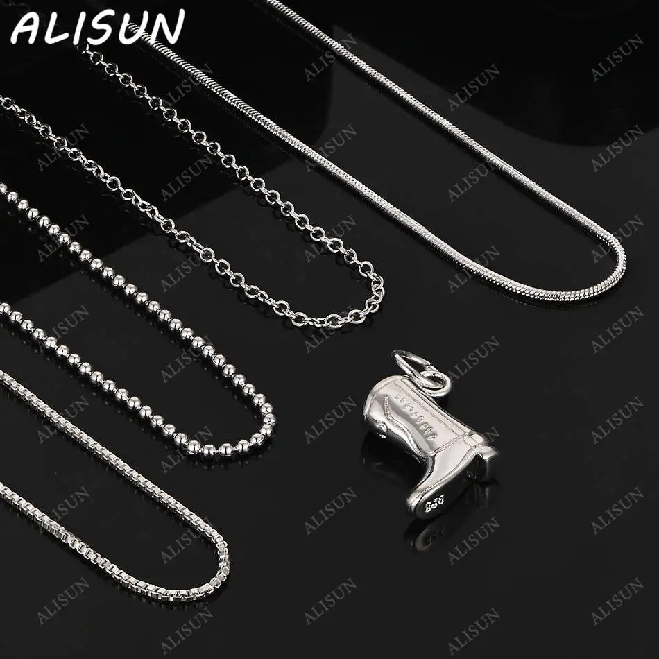 

ALISUN 40-75cm 925 Sterling Silver Boot Pendant Necklace For Women Men Anniversary Gift Popular Wild Fashion Romantic Jewelry