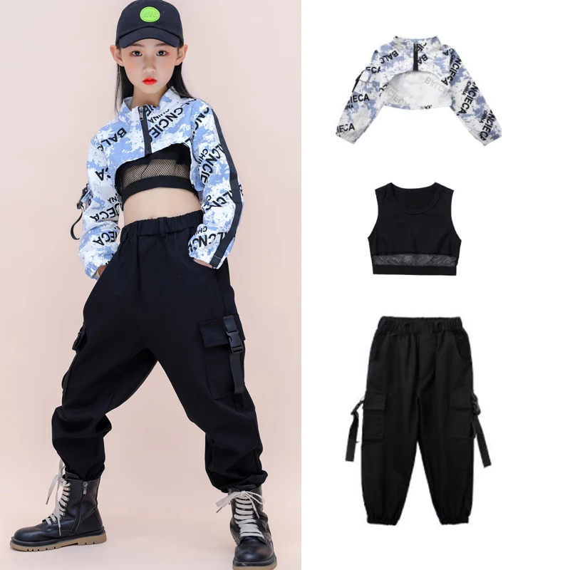 Hiphop Broek Streetdance Rave Kleding Ballroom Hiphop Kleding 2023 Nieuwe Jazz Dans Kostuums Voor Meisjes Lange Mouwen