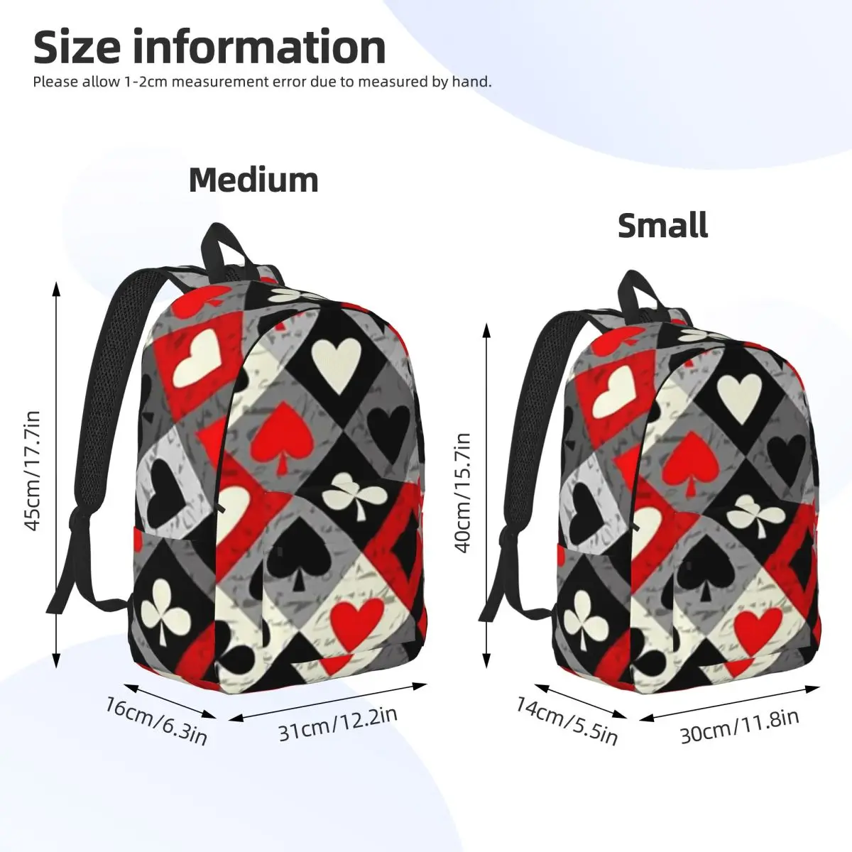 Playing Cards Poker Print Backpack Daypack Large Capacity Kids BookBag School Bag Shoulder Bags for Boys Girls