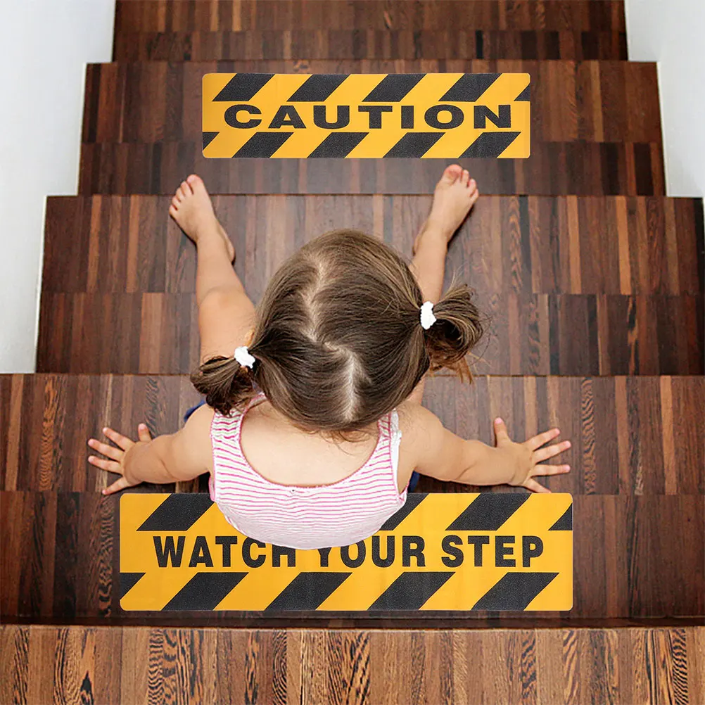 Fita antiderrapante de pvc, 4 unidades, observe seu passo, piso, escada, aviso de segurança, tiras adesivas antiderrapantes para degraus ao ar livre, escadas