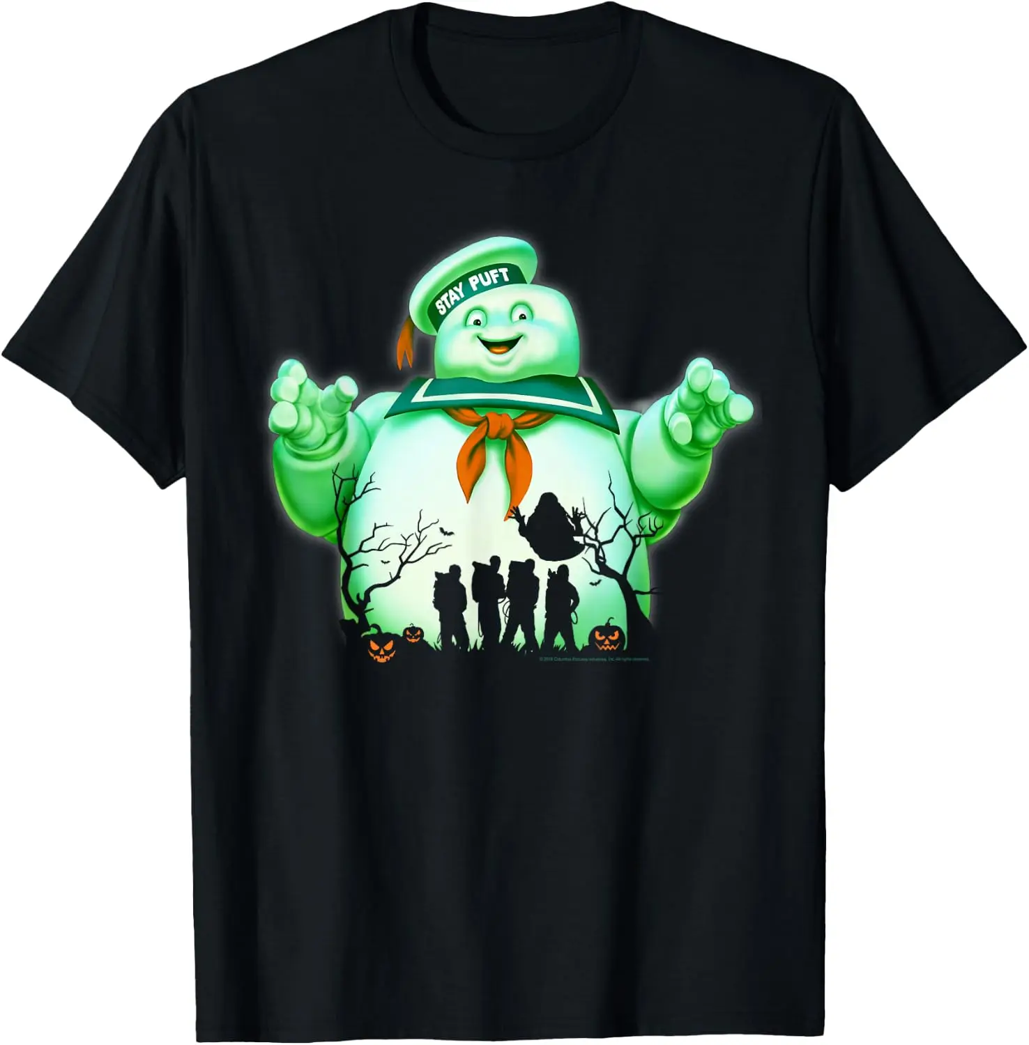 Marshmallow Man Group Shot Silhouette T-Shirt Halloween Cotton Short-Sleeve Tee: Fun, Stylish, Breathable, and Casual