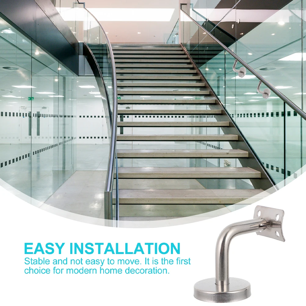 

5pcs Stainless Steel Wall Bracket Handrail Holder for Deck Staircase Indoor Stairs Repair Brackets Railing Support Strong