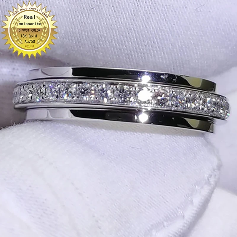 

18K Au750 White Gold Ring 0.8Carat Nature Diamond luxury with diamond transfer ring wedding Engagement Anniversary Fashion