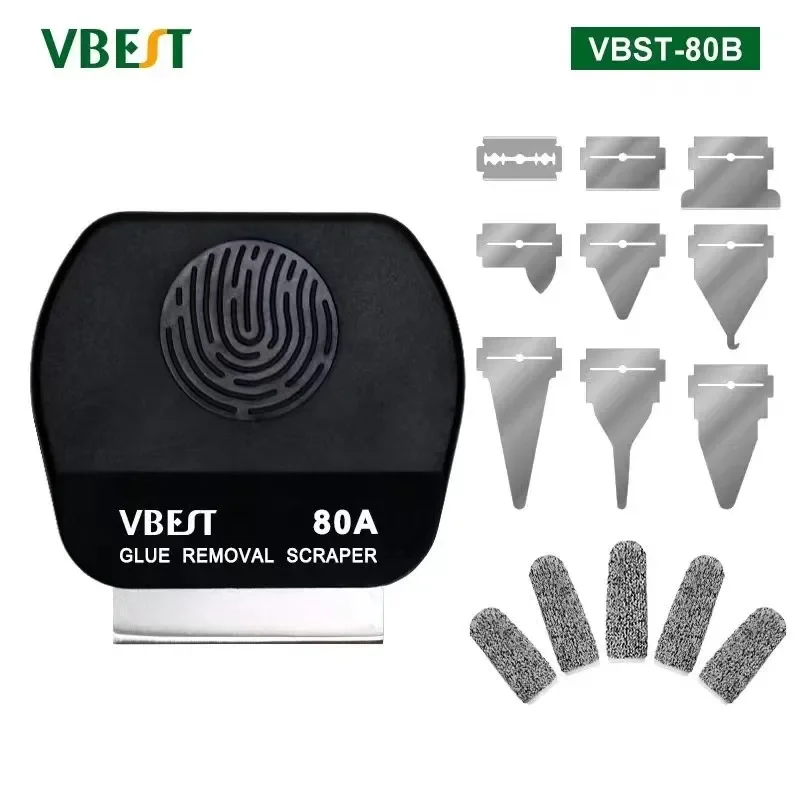 

Magnetic Phone Repair Tool Kit - 9Pcs Razor Blades, Double-Sided Glue Remover Scraper & Finger Cots for Phone Screen Dismantling