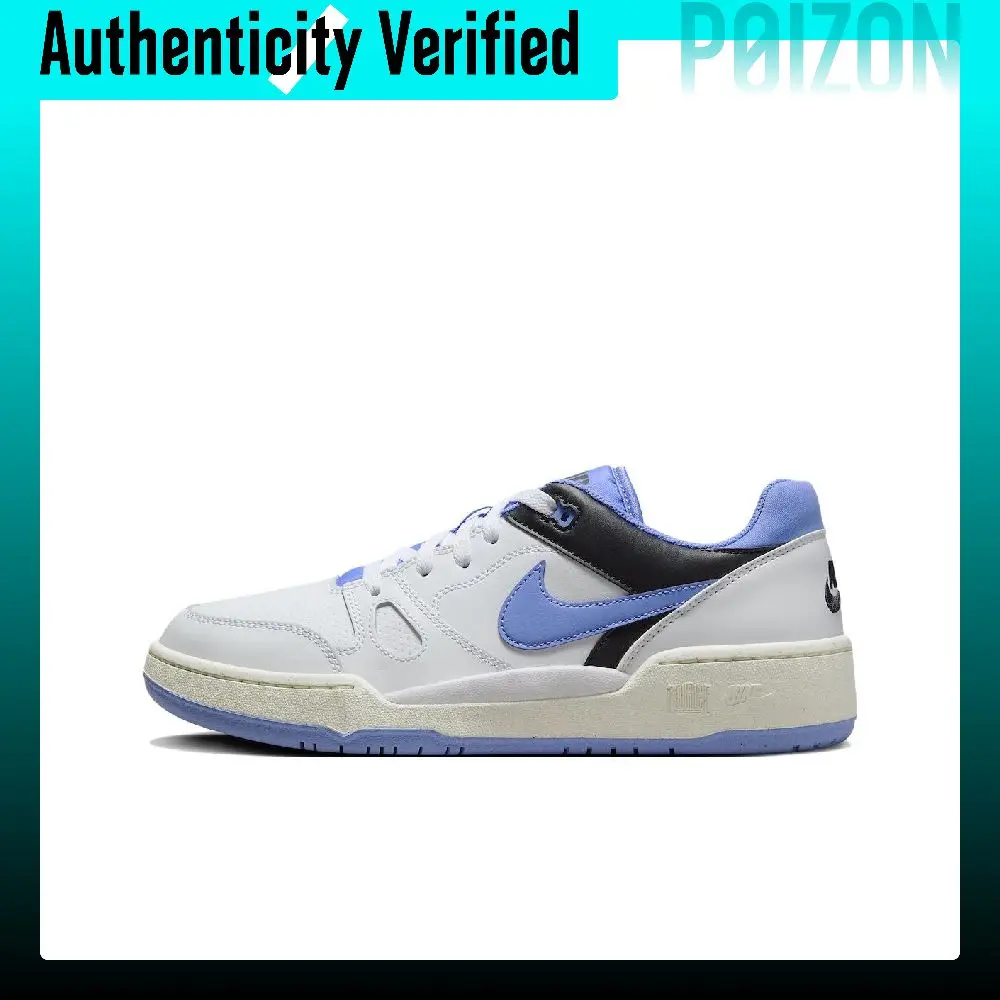 Nike Full Force Low Leather Slip Resistant Low top Skateboard Shoes Men's White Blue, Carolina Blue FB1362-100