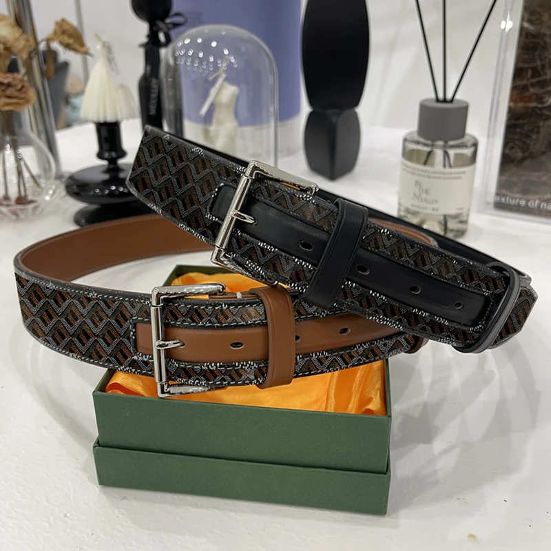 2024 new women's and men's belt, men's printed top layer leather versatile needle buckle belt, casual jeans of high quality