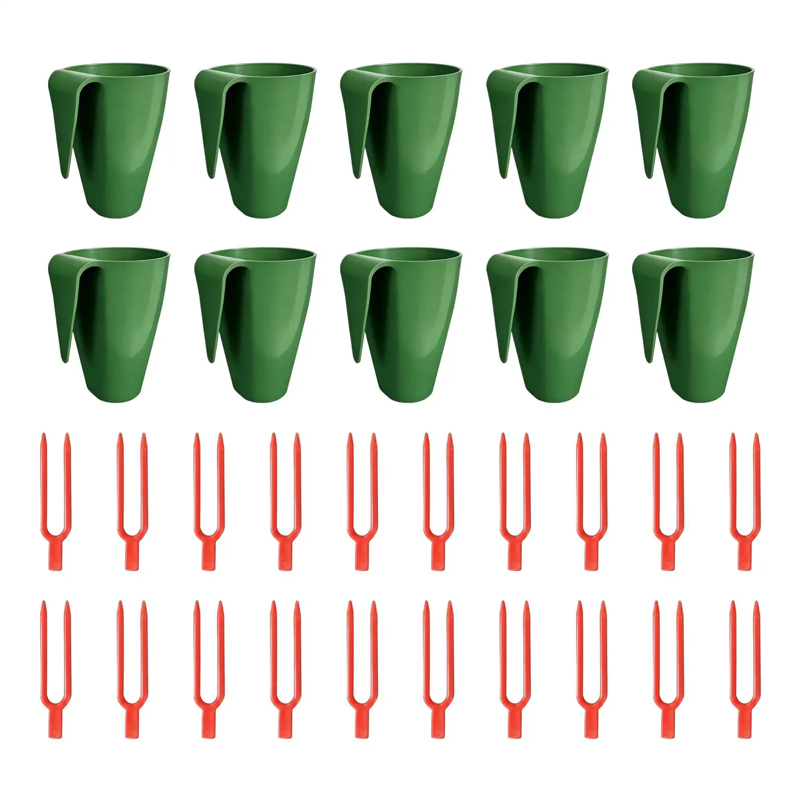 10 Pieces Strawberry Propagation Cups with 20 Runner Forks Breathable Reusable Rooting Kit for Garden Balcony Patio Greenhouse