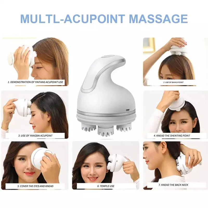 Custom Logo Electric Scalp Massager Head Massage Stimulate Hair Growth Deep Blood Circulation HealthCare Relax Antistress Masaje