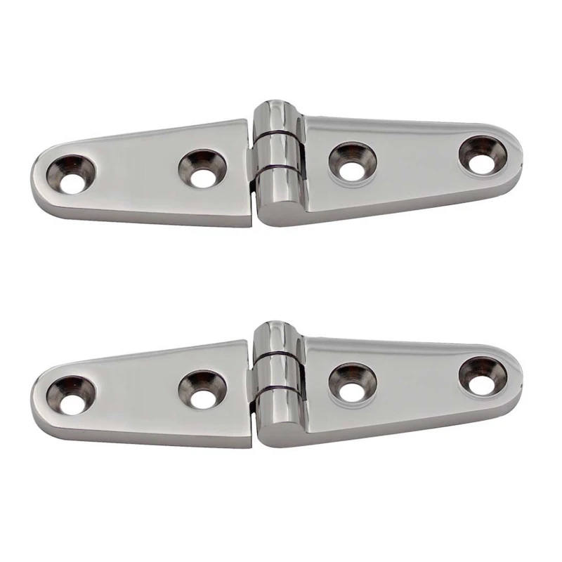 2Pcs Stainless Steel Marine Boat Door Cabin Stamped Strap Hinge Polished Hinge