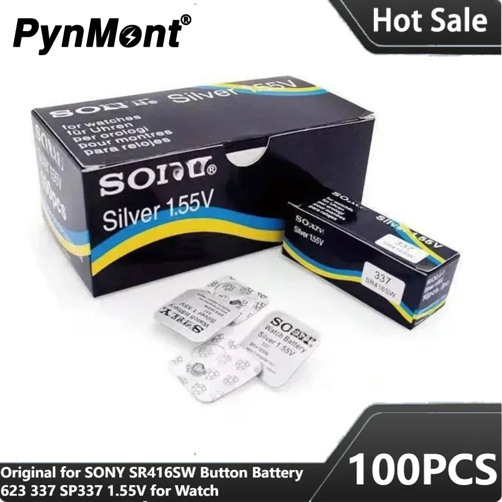 100pcs/10 pack Original for SONY SR416SW Battery High Quality Batteries 623 337 SP337 1.55V for Watch Electronic Parts