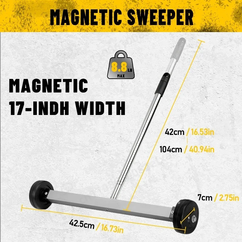 Handheld Magnetic Pick-up Tool Strong Magnet Metal Chip Collector Portable Iron Shavings Sweeper
