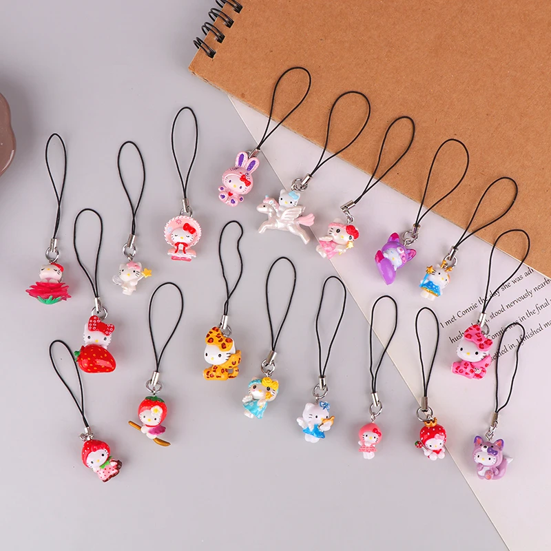 Sanrio Olá Kitty Telefone Lanyard, Kawaii Dos Desenhos Animados, KT Cat, Cadeia Chaveiro Pingente, Mini Kitten Case, Encantos Saco Ornamento