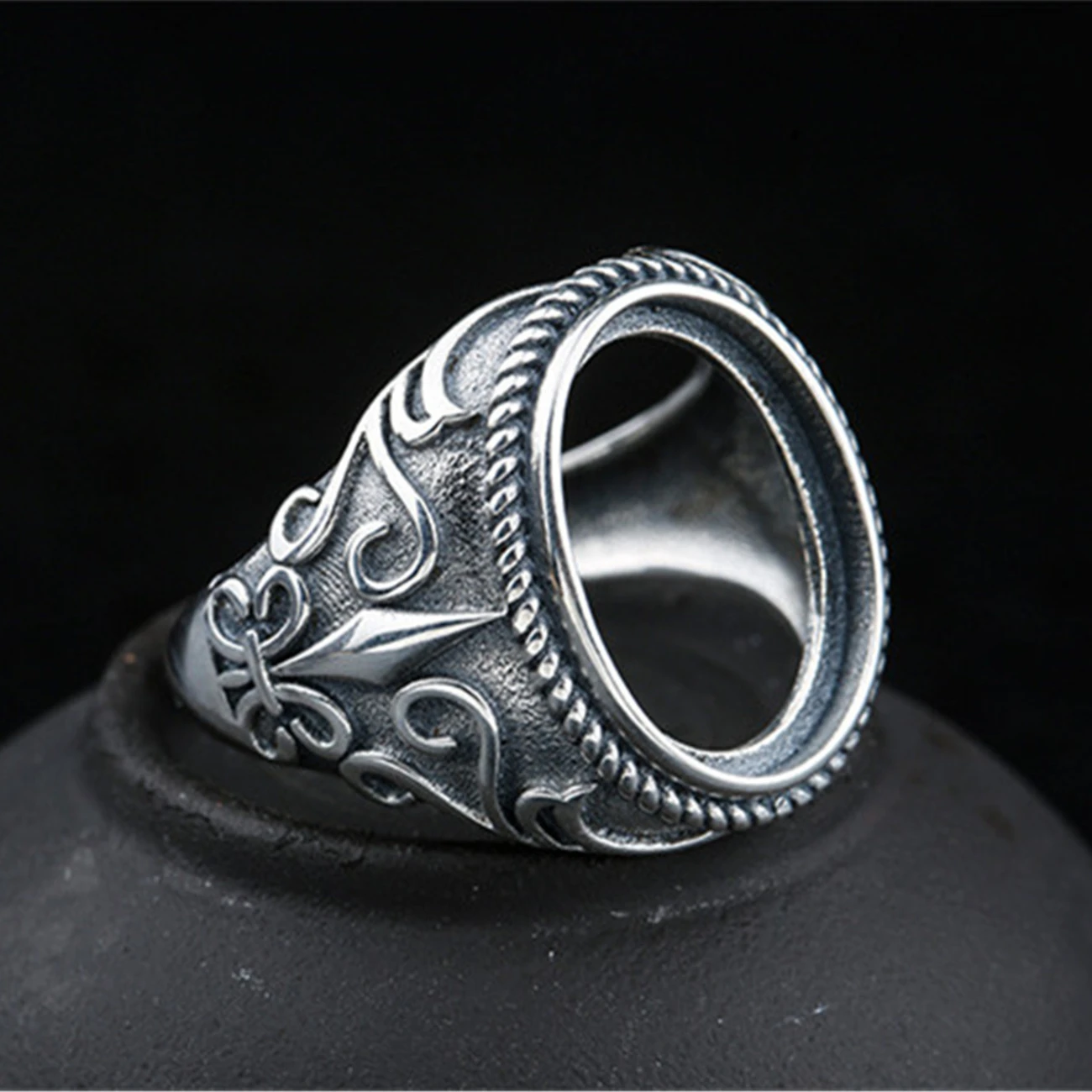 

Men's Ring Blank (8x10mm/10x14mm/12x16mm/13x18mm Oval Blank) Adjustable 925 Silver Ring Base Oval Ring Setting R1568B