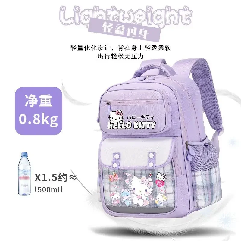 Imagem -04 - Sanrio Hello Kitty Mochila para Meninas Proteção Coluna Escolar Grande Capacidade Moda Reduzir Estudo Carga