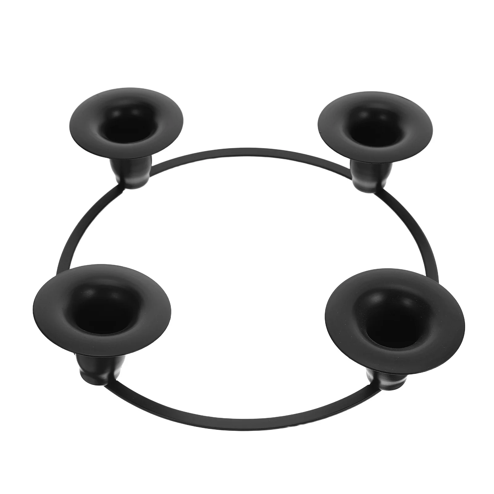 

4-Cup Iron Christmas Advent Ring Holder Elegant Taper Pillar Candlestick Dining Table Centerpiece Xmas Holiday Decor