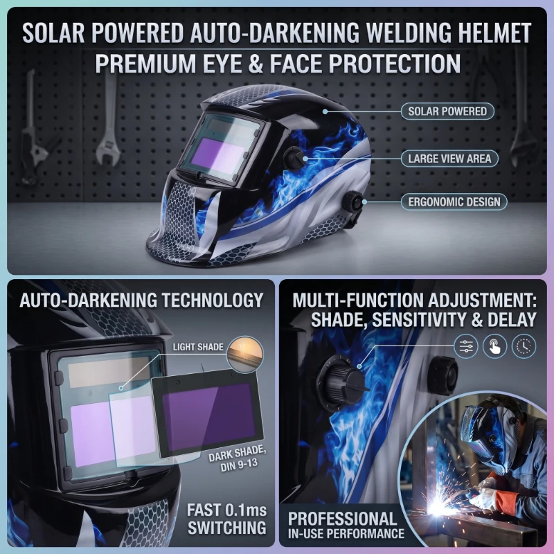 

Solar Powered Auto Darkening Welding Helmet Head-mounted Painting Anti Strong Light Full View Protective Face Shield for Welders