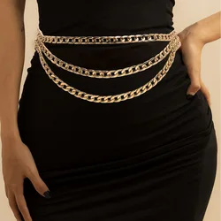 Women's fashion elastic spring waist chain multi-layer metal chain dress belt