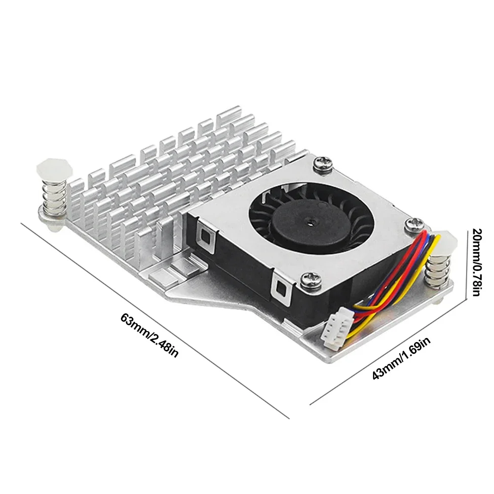 For Raspberry Pi 5 Active Cooler Metal Heatsink Radiator with Adjustable Speed Cooling Fan Fin Heatsink Cooling Radiator