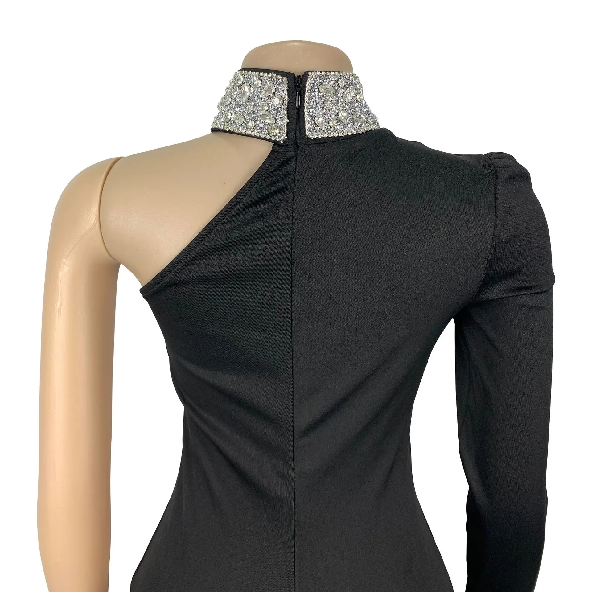 Summer Autumn Women's Clothing Long Sleeve Mock Neck High Split Cut Out Maxi Long Dress Elegant Evening Dresses