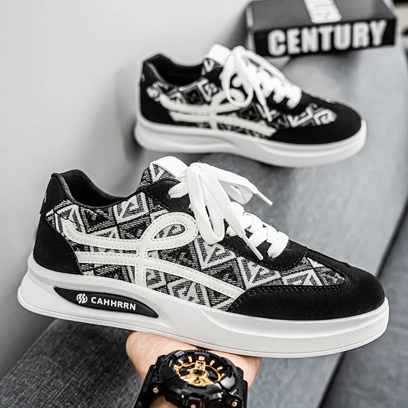 

Men's shoes breathable Joker casual printed shoes in summer Men's sports platform increases small white tide shoes.