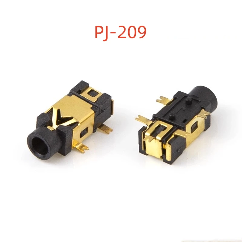10Pcs PJ-209 Stereo Jack 2.5mm Golden Female Headphone Socket for MP3 Players Mobile Phones Audio Equipment