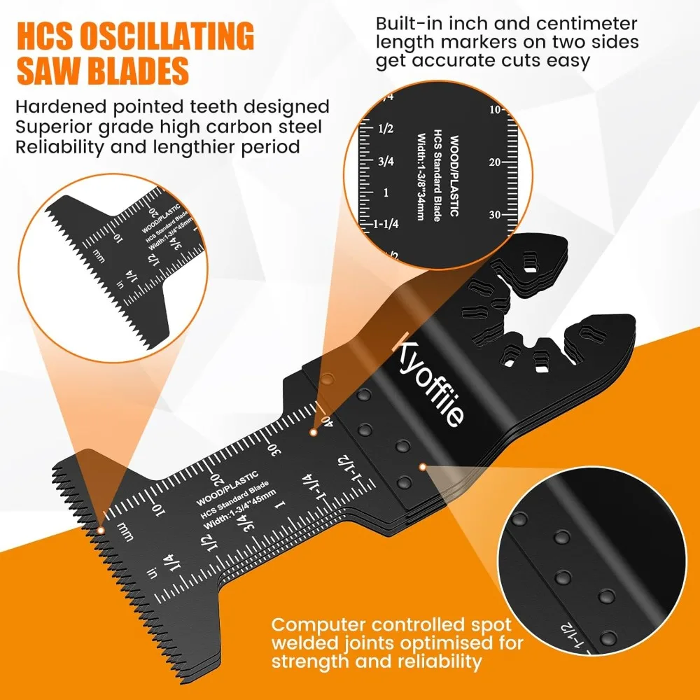 100 قطعة شفرات منشار متأرجحة، 1-3/4 بوصة مجموعة شفرات متعددة الأدوات سريعة الإصدار شفرات أدوات تتأرجح عالمية شفرات بلاستيكية خشبية