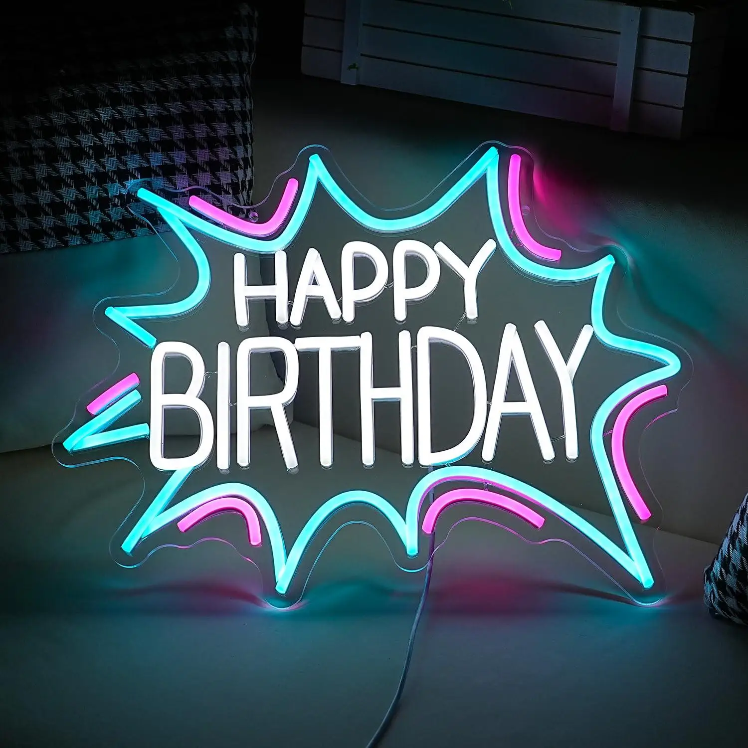Happy Birthday Neon Sign USB Dimmable LED Lights For Birthday Party Bedroom Event Venue Home Wall Decoration Holiday Gifts