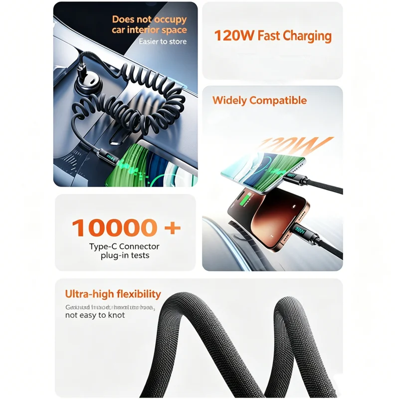 2M Opgerolde USB A naar Type C - Coiled Usb Cable recensie en prijs