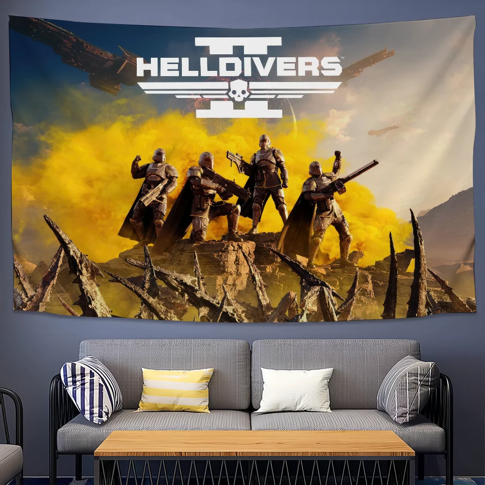 Game Helldivers 2 flag For Picnic Party Art Hanging Home Decoration Outdoor Camping Party Banner