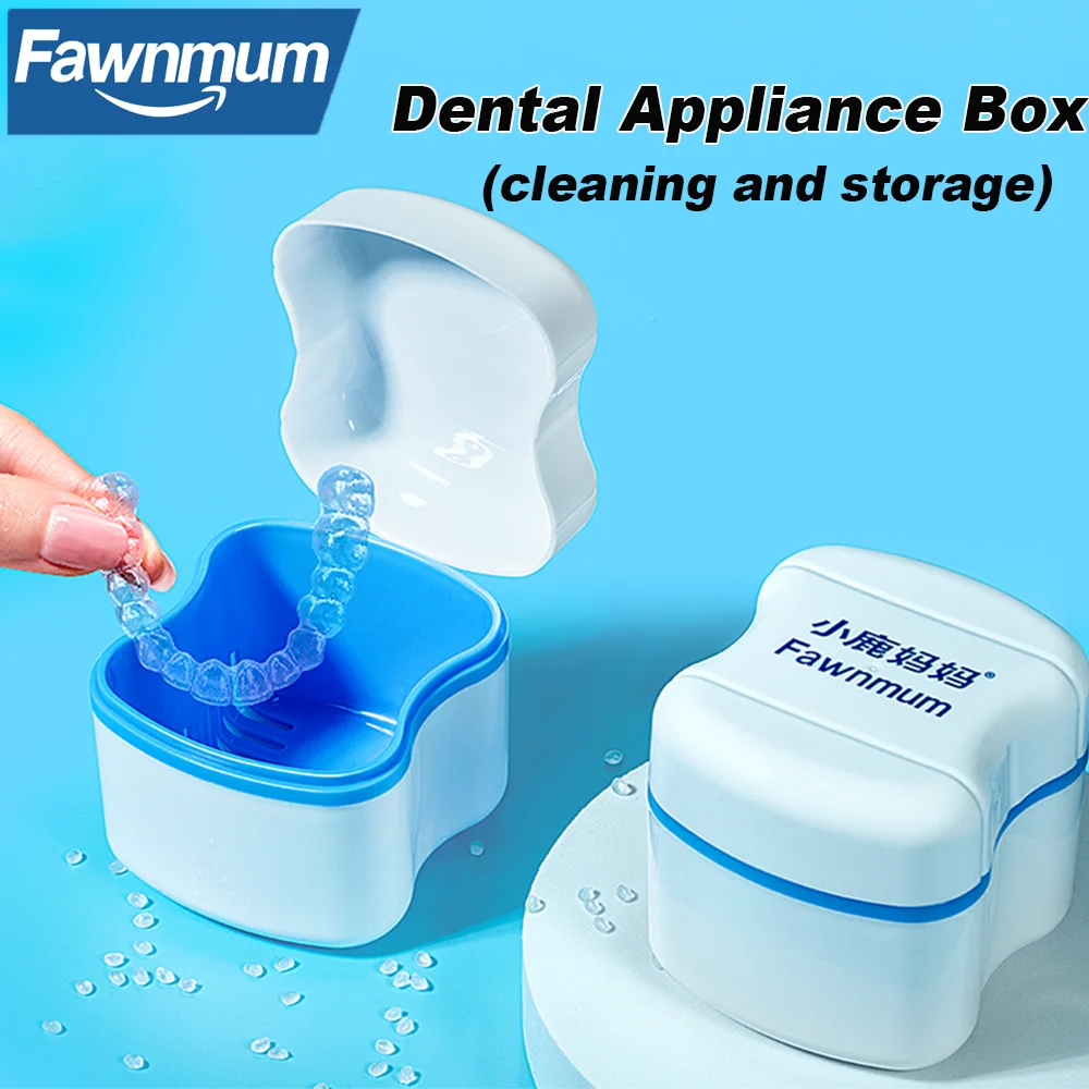 

Fawnmum Two In One Dental Appliance Box Portable Denture Storage Box Invisible Braces Cleaning Retainer Case Orthodontic Supply