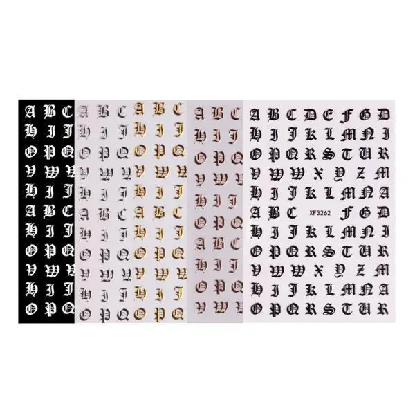 Multicolor 3D Nail Art Sticker Decals Letters Design DIY Nail Tips Decorations for Manicure and Nail Accessories Supplies