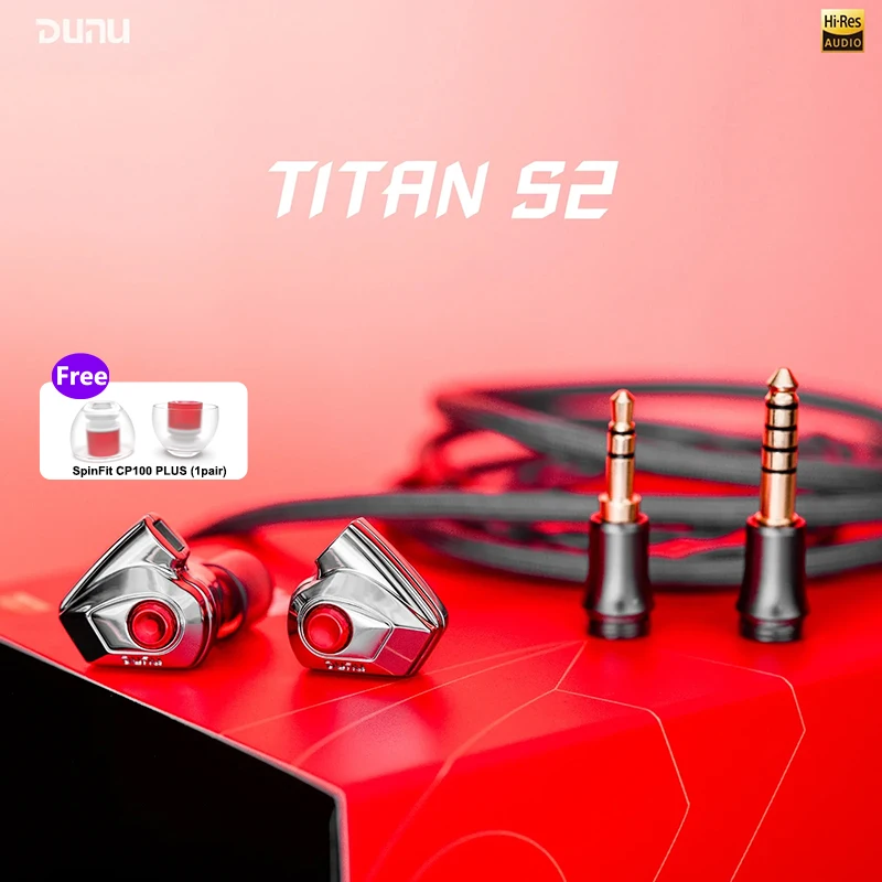 

DUNU TITAN S2 Dynamic Driver In-Ear Earphone IEM Q-Lock Mini Interchangeable Plug Hi-Res Audio wired Headset 0.78mm 3.5mm+4.4mm