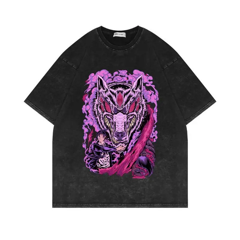 

Chainsaw Man 2026 Summer Vintage Washed Cotton T Shirt Oversized Streetwear Minimalist Death Metal Font Small Chest