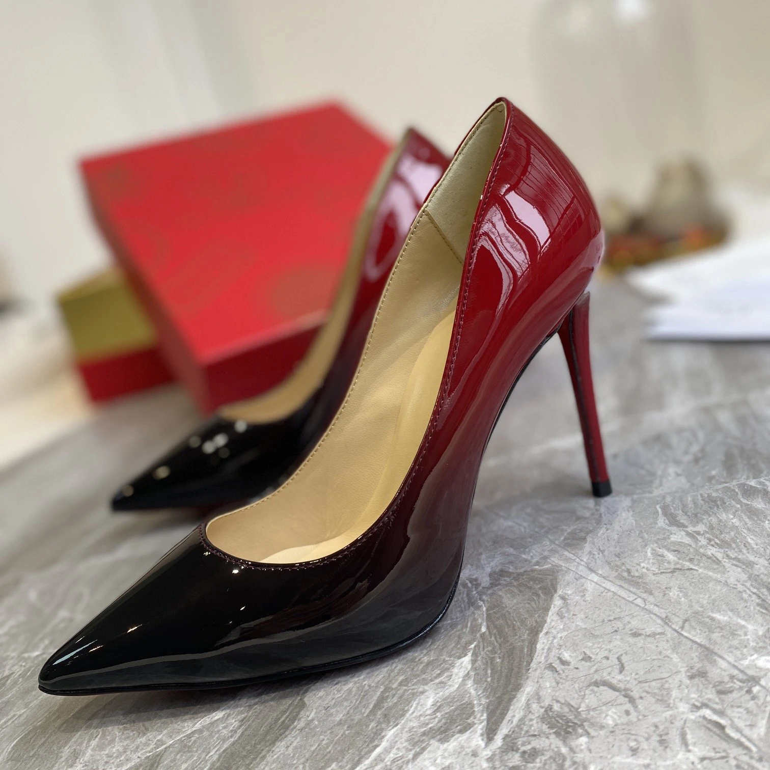 

Top Quality Womens High Heels 0-12cm Luxury Fashion Ladies Sandals Designer Classic Red Heel Real Leather sole Mules Shoes 1582