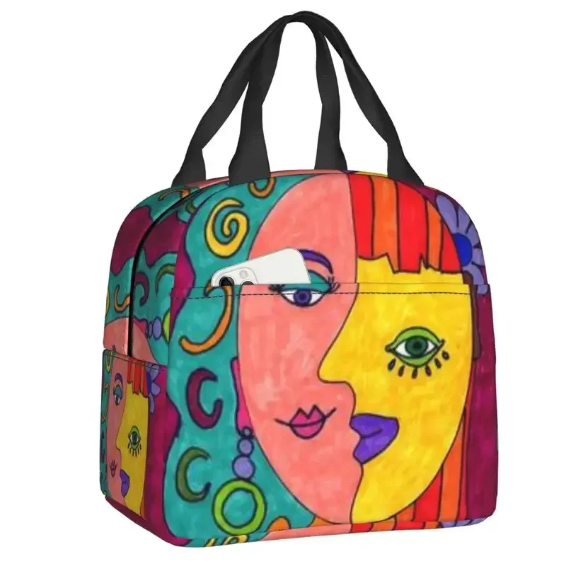 Pablo Picasso Art Bolsa de almuerzo aislada para mujer, refrigerador impermeable, fiambrera térmica, playa, camping, viajes