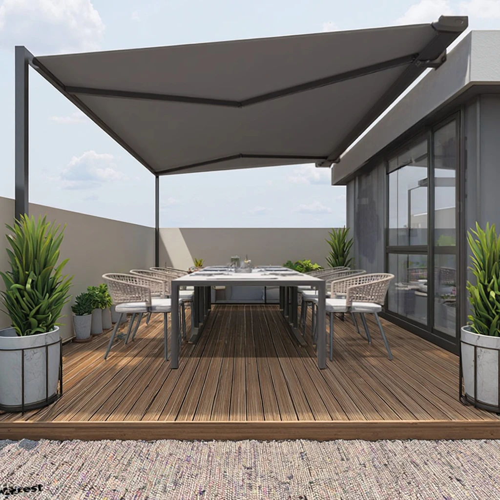 

Лидер продаж, простая установка, тент, алюминиевый электрический моторизованный солнцезащитный тент для умной затенения патио