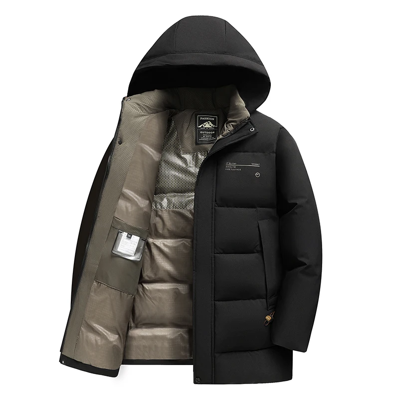 Модная парка, мужская зимняя куртка, модная пуховая хлопковая куртка, мужская толстая теплая классическая ветрозащитная мужская модная хлопковая куртка с капюшоном