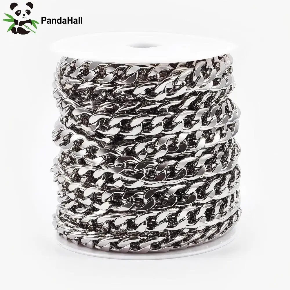 

PandaHall 10m Tarnish Resistant 304 Stainless Steel Cuban Chain Roll for Professional Jewelry Making, Chunky Unwelded Link