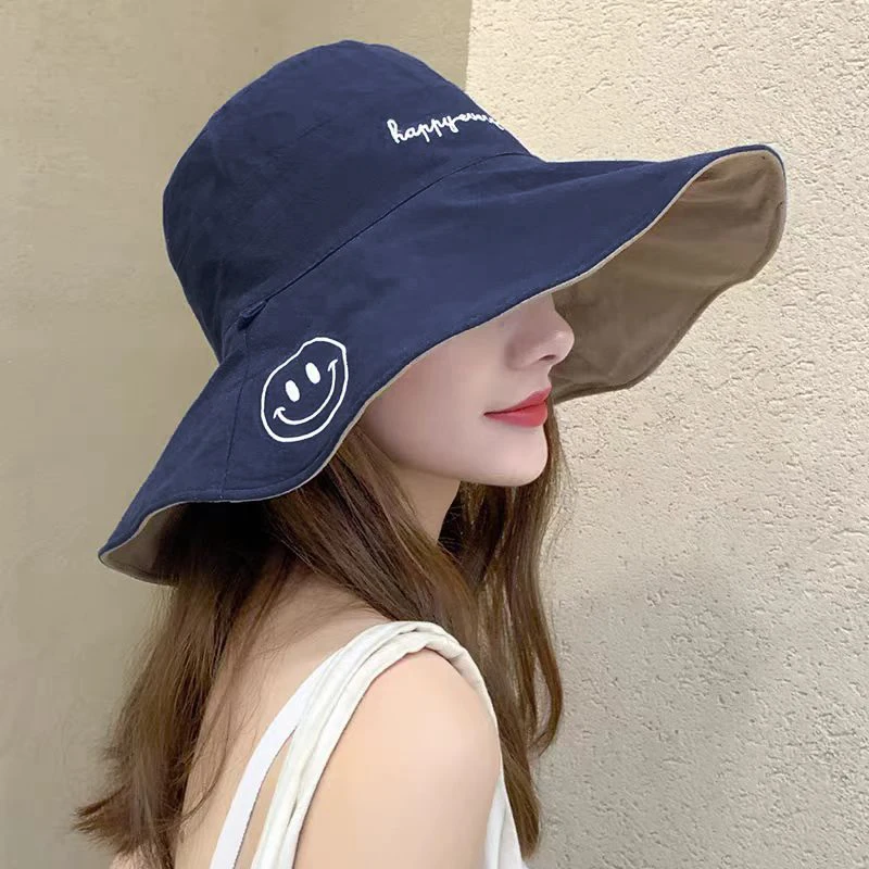 Women's Wide-Brimmed Sun Hat - 100% Cotton Fisherman Hat, Korean and Japanese Style Summer Travel Beach Outdoor Activity Sun Hat view 2