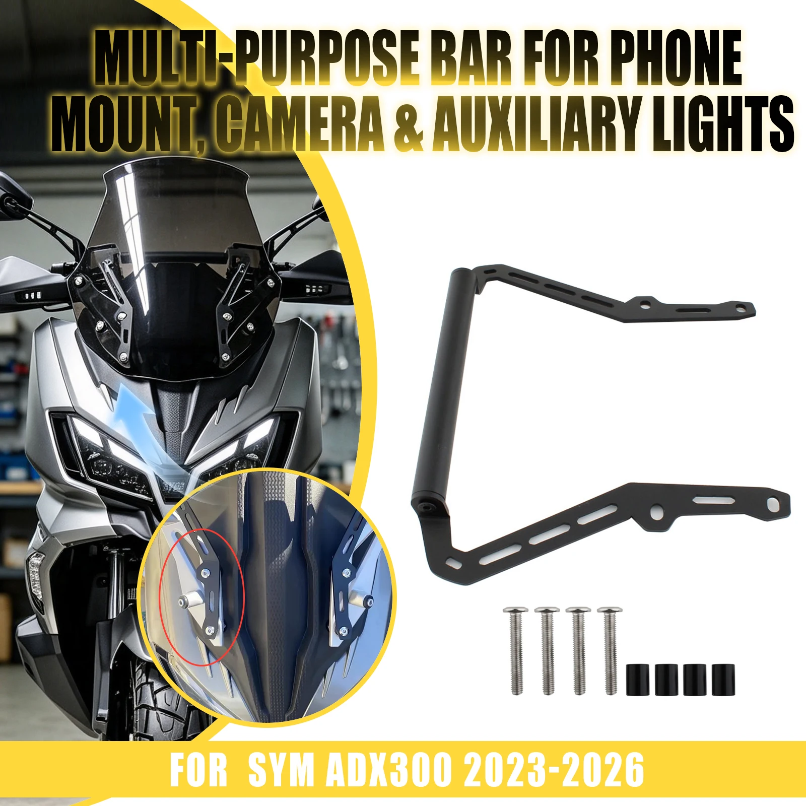Motorcycle GPS Navigation Bracket Phone Holder Stand Support Plate Expansion For SYM ADX300 2023 2024 2025 2026